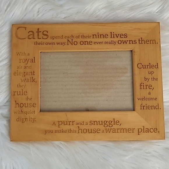Cat Kitty Kitten Pet Wooden Engraved 4"x6" Photo Picture Frame Unbranded - Picture 3 of 13
